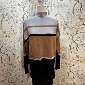 Cynthia Rowley Colorblock Women's Sweater Sz XL‎ Brown/Gray Pull On Stretch